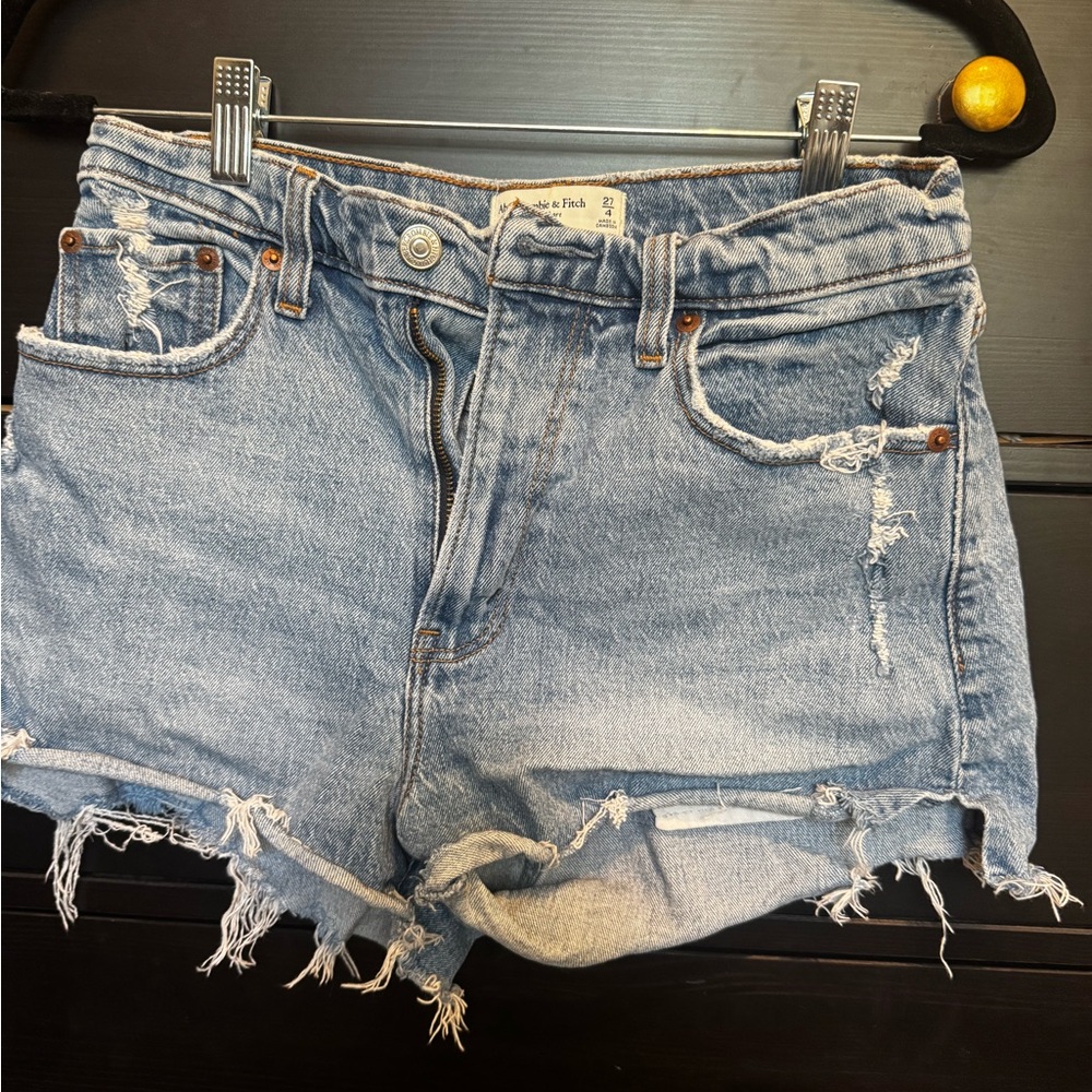 Abercrombie & Fitch Faded Blue Ripped Jean Shorts